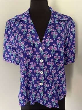 NWT Zara Purple Floral Button-Front Top